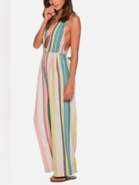 Free People Pants - Free People • My Kind Of Women Garden Multicolor Striped Jumpsuit Size 2